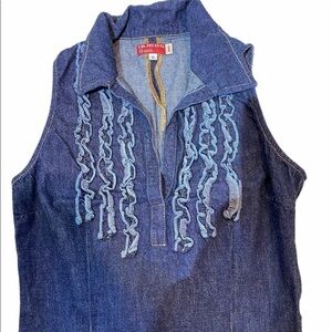 Guess jeans blue denim vest zipper on the side size S